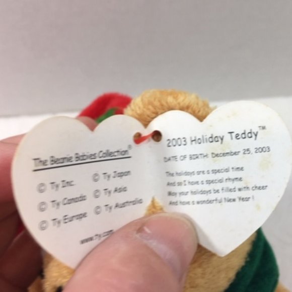 TY Beanie Babies 2003 Holiday Teddy w/Original Tags 9" - Picture 5 of 6